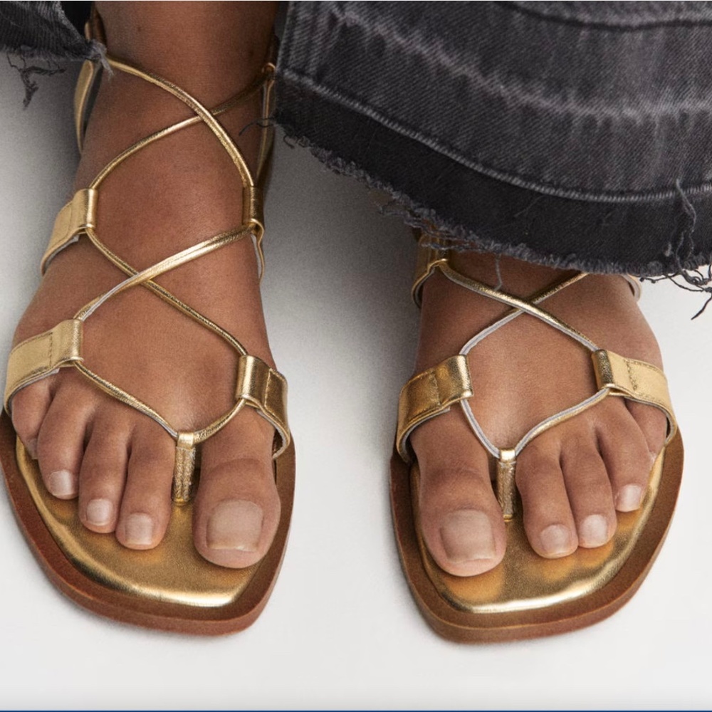Mango - Metallic straps sandals - Size 38 EU